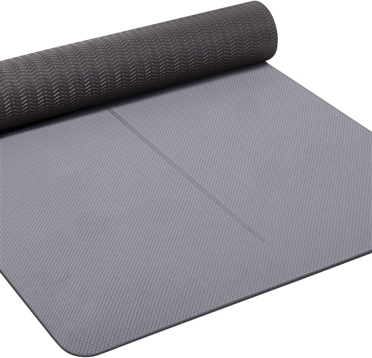 Heathyoga TPE Yoga Mat with Body Alignment Lines, 72 x 26 Inch, 6mm